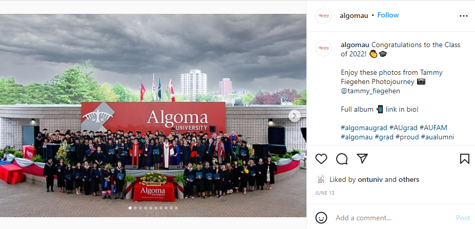 Algoma Instagram convocation post